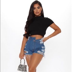 FashionNova Distressed Denim Shorts